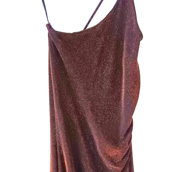 Ricki's Gold Metallic One Strap Dress Party Gown Size S/P with Jacket & Shawl - Picture 2 of 10